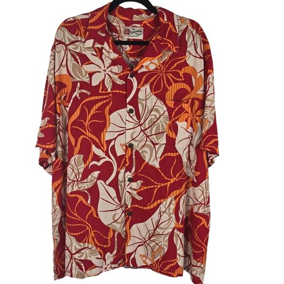 Hilo Hattie The Hawaiian Original Red Orange Men's Short Sleeve Shirt 2XL - Picture 1 of 4